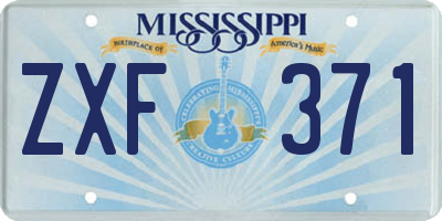 MS license plate ZXF371