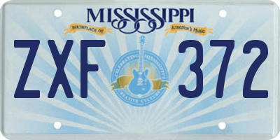 MS license plate ZXF372