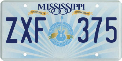 MS license plate ZXF375