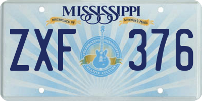 MS license plate ZXF376