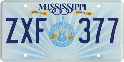 MS license plate ZXF377