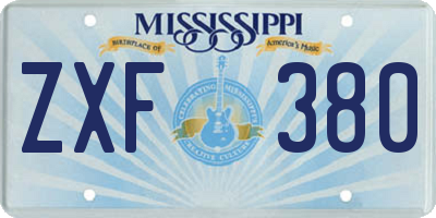 MS license plate ZXF380