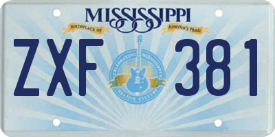 MS license plate ZXF381