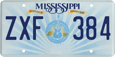 MS license plate ZXF384