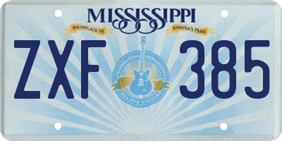 MS license plate ZXF385