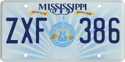 MS license plate ZXF386