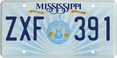 MS license plate ZXF391