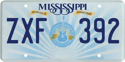 MS license plate ZXF392