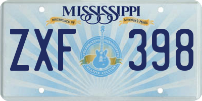 MS license plate ZXF398