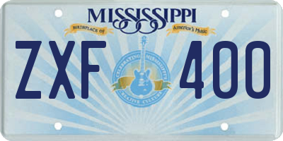 MS license plate ZXF400