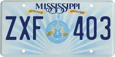MS license plate ZXF403