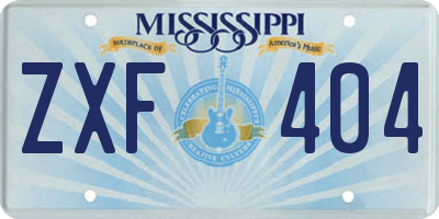 MS license plate ZXF404