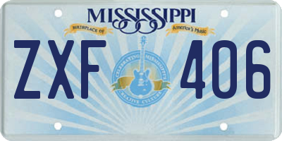 MS license plate ZXF406