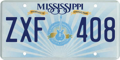 MS license plate ZXF408