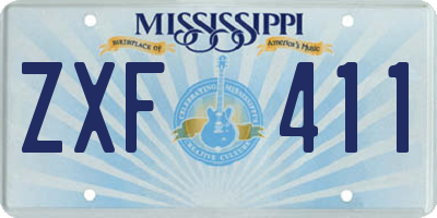 MS license plate ZXF411