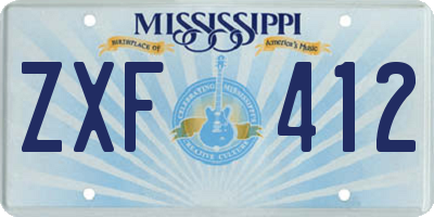 MS license plate ZXF412