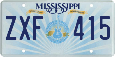 MS license plate ZXF415