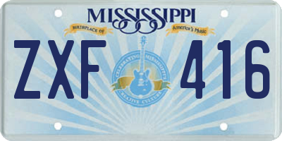 MS license plate ZXF416