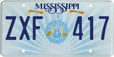 MS license plate ZXF417