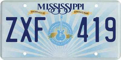 MS license plate ZXF419