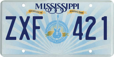 MS license plate ZXF421