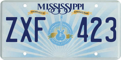 MS license plate ZXF423