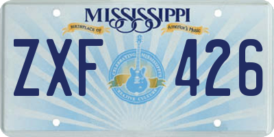 MS license plate ZXF426