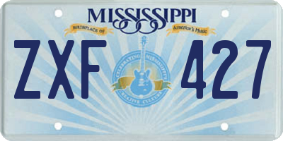 MS license plate ZXF427