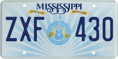 MS license plate ZXF430