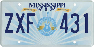 MS license plate ZXF431
