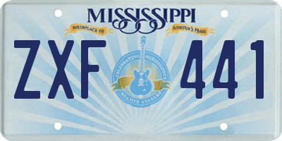 MS license plate ZXF441