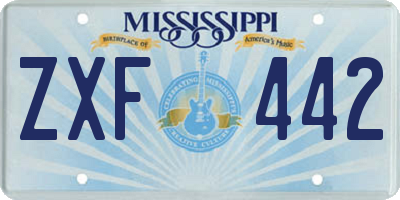 MS license plate ZXF442