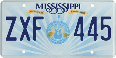MS license plate ZXF445