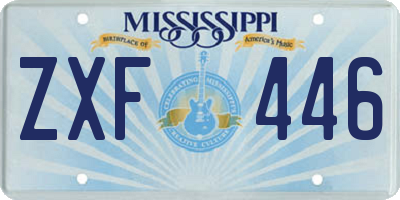 MS license plate ZXF446