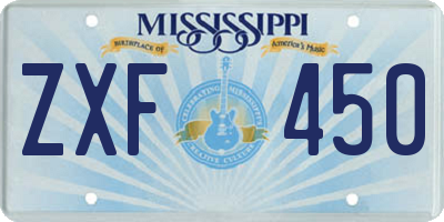 MS license plate ZXF450