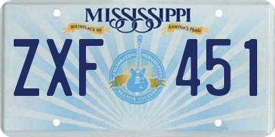 MS license plate ZXF451