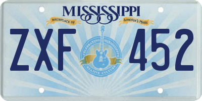MS license plate ZXF452
