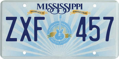 MS license plate ZXF457