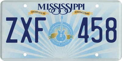 MS license plate ZXF458