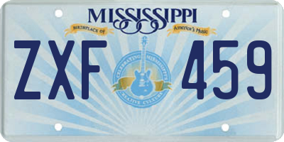 MS license plate ZXF459