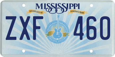 MS license plate ZXF460
