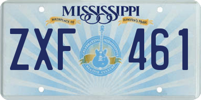 MS license plate ZXF461