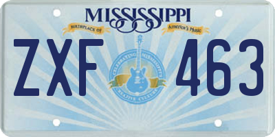 MS license plate ZXF463