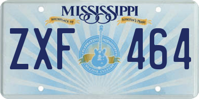 MS license plate ZXF464