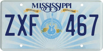 MS license plate ZXF467