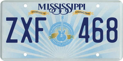 MS license plate ZXF468