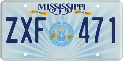 MS license plate ZXF471