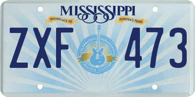 MS license plate ZXF473