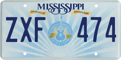 MS license plate ZXF474
