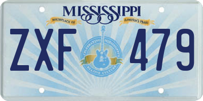 MS license plate ZXF479